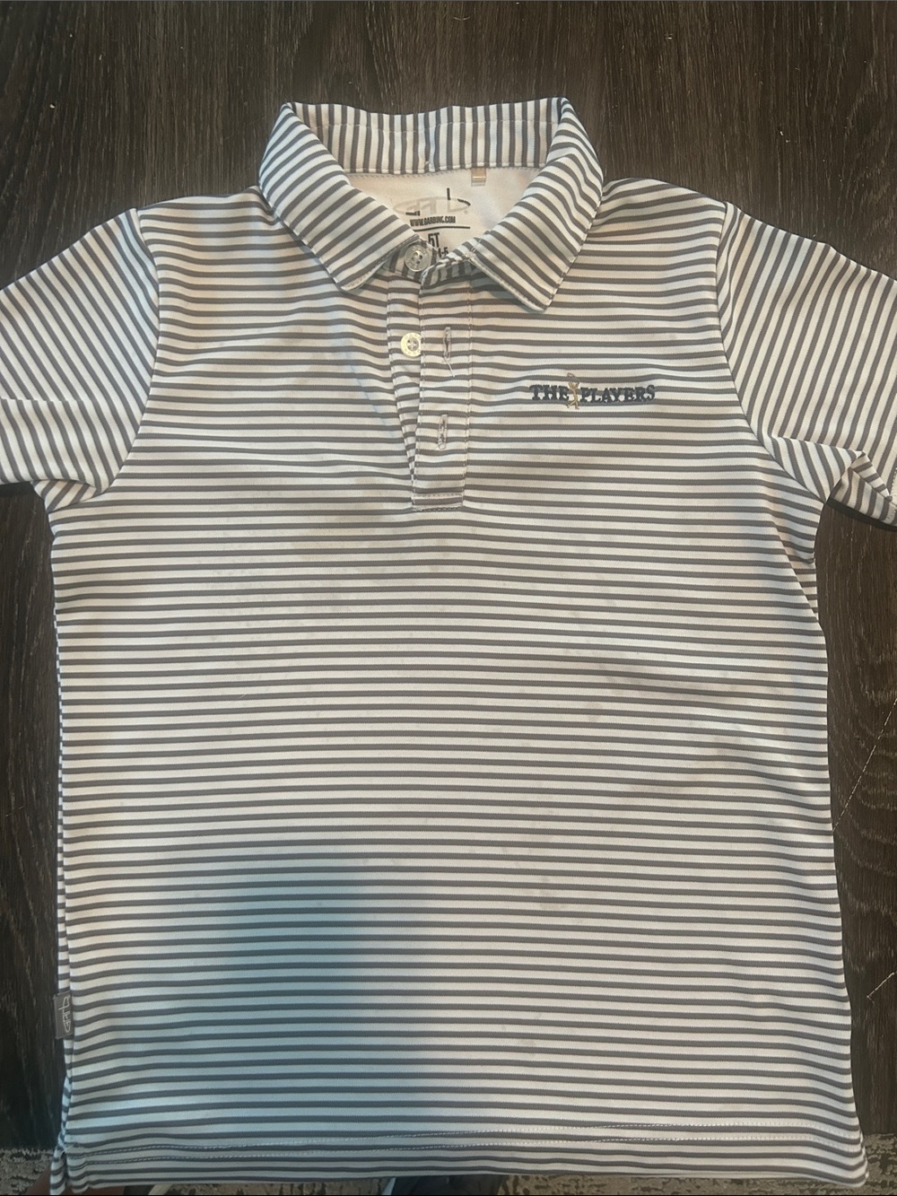 Striped Polo Top in White and Gray for Kids TPC The Players golf